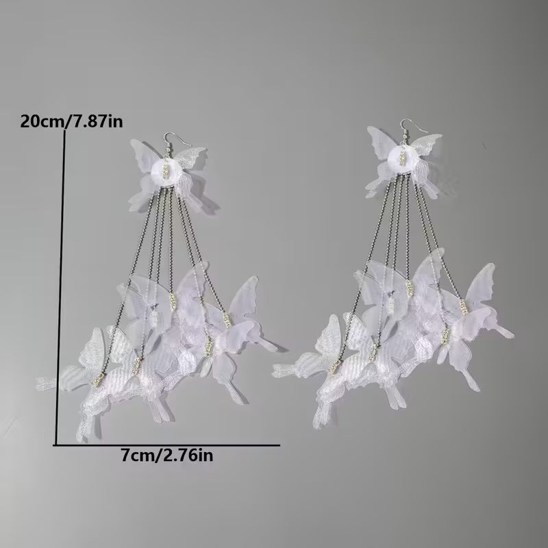 White Butterfly Earrings