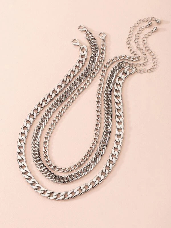 3pc Cuban Link Necklace Set