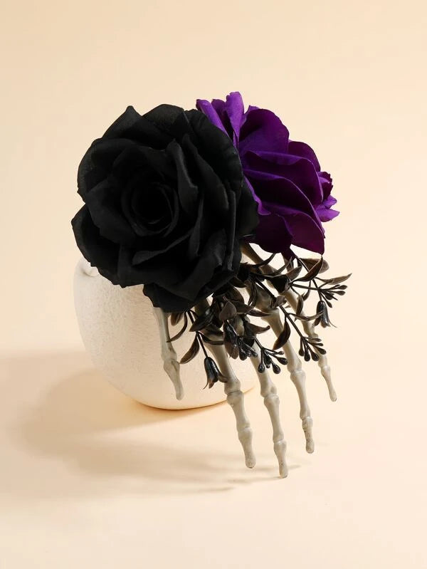 Gothic Purple Flower Large Hair Clip
