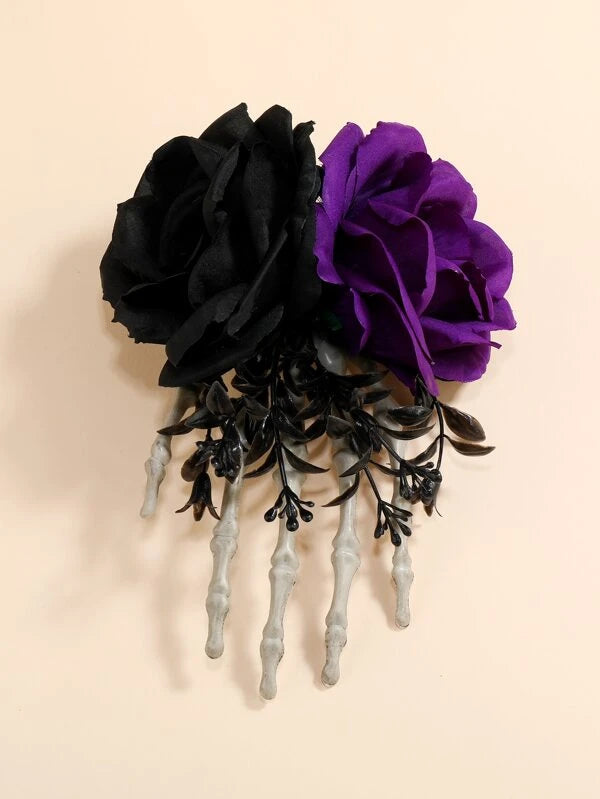 Gothic Purple Flower Large Hair Clip