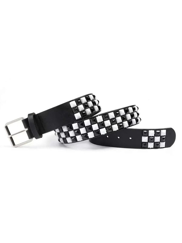 Pyramid Studded Belt Black White