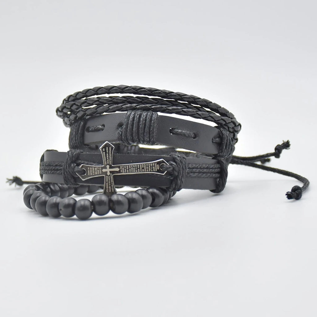 Black Cross Bracelet Set