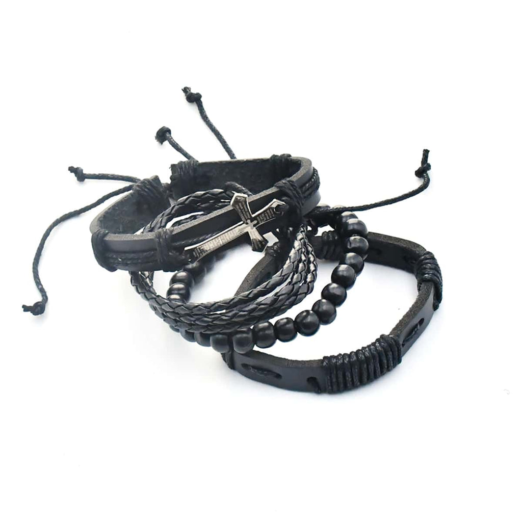 Black Cross Bracelet Set