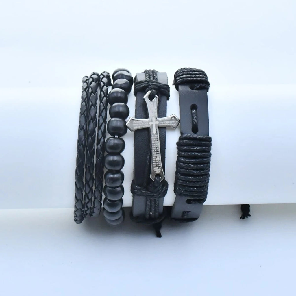 Black Cross Bracelet Set