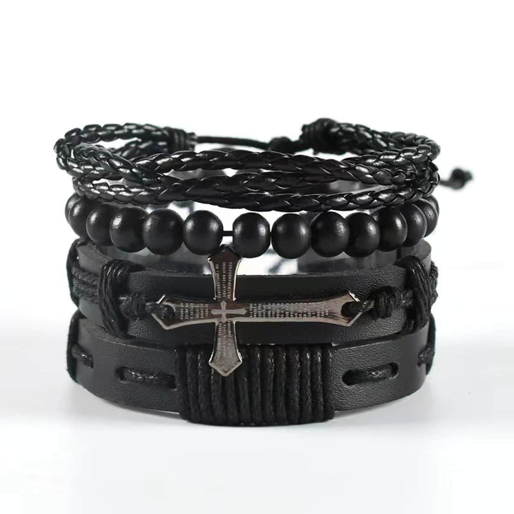 Black Cross Bracelet Set