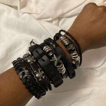 Skull Star Punk Rock Bracelet Set