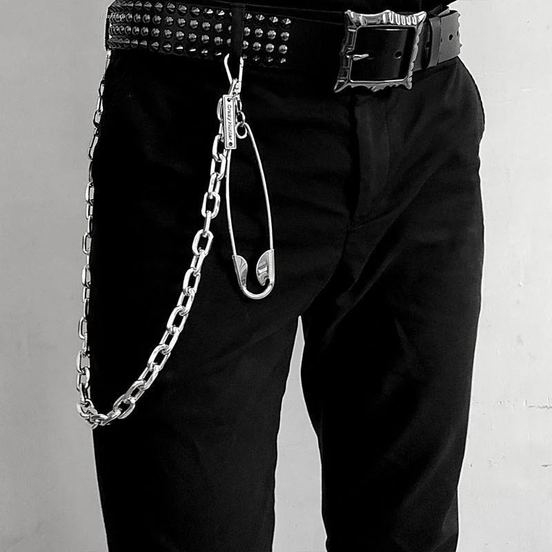 Punk Safety Pin Pants Chain