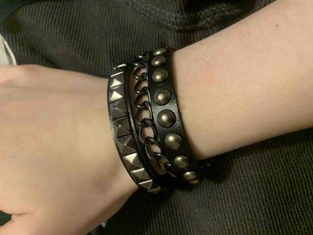 2pcs Punk Cuff Bracelet Retro Rock Wristband