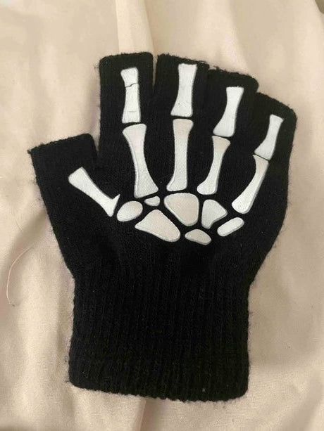 Skeleton Emo Fingerless Gloves
