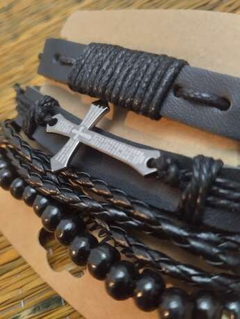 Black Cross Bracelet Set