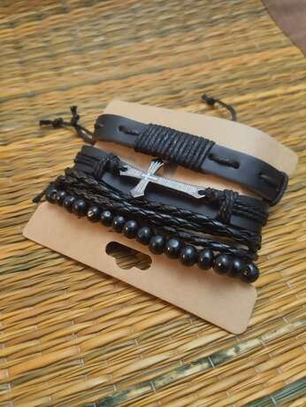 Black Cross Bracelet Set