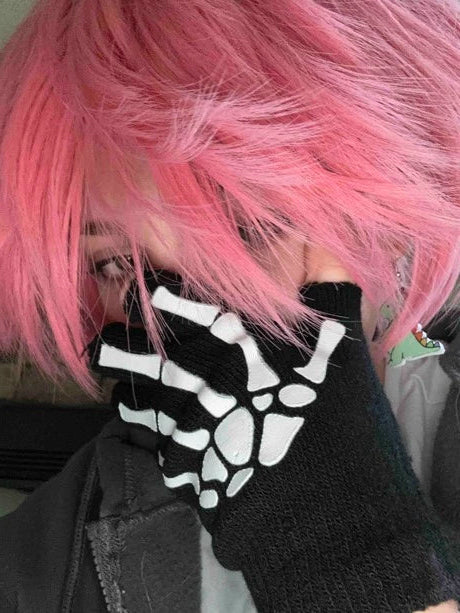 Skeleton Emo Fingerless Gloves