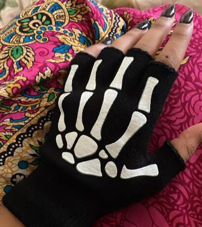 Skeleton Emo Fingerless Gloves