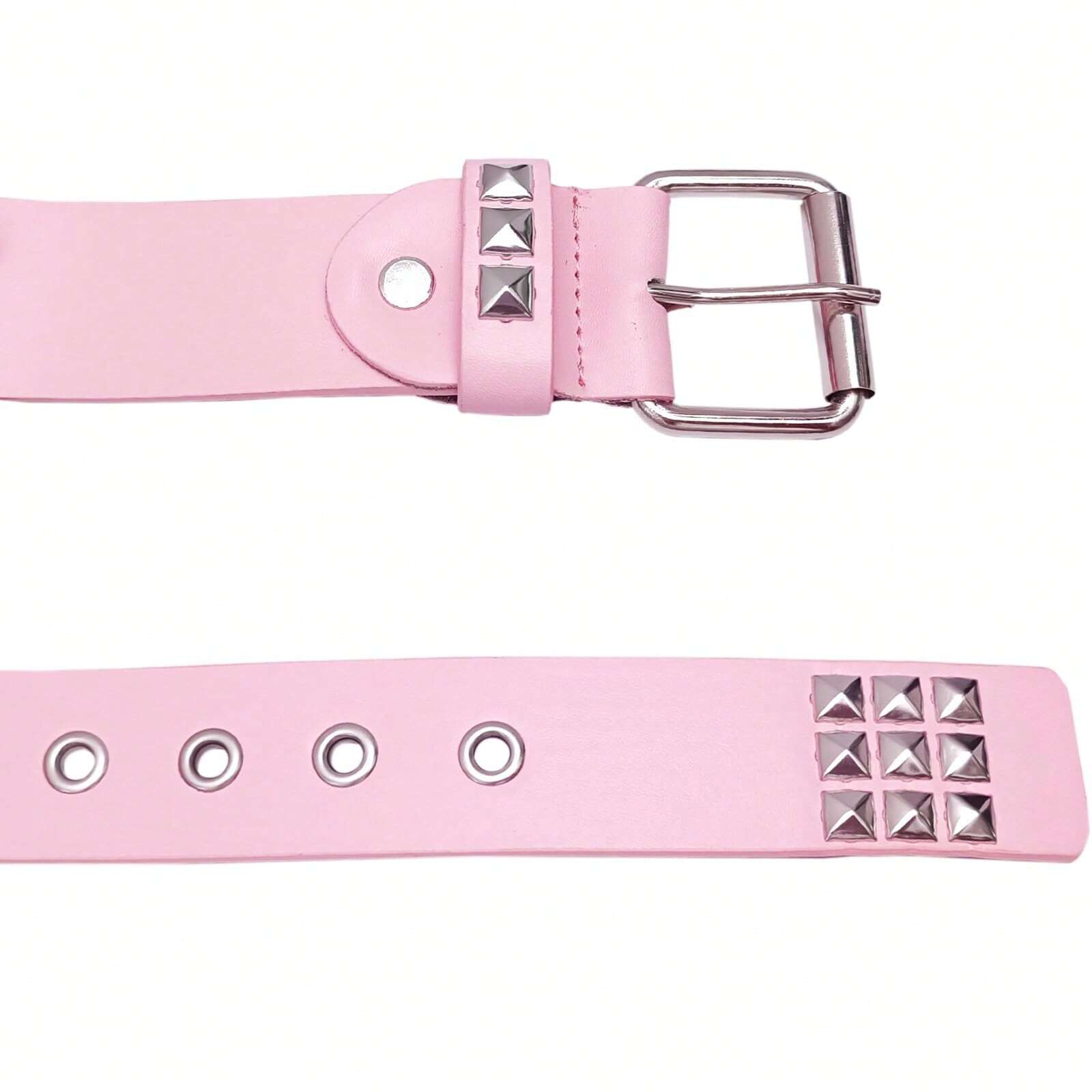 Pyramid Studded Belt White Pink
