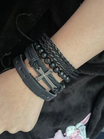 Black Cross Bracelet Set