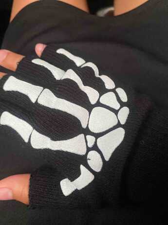 Skeleton Emo Fingerless Gloves