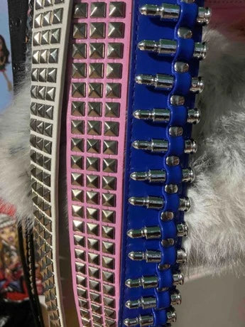 Pyramid Studded Belt White Pink