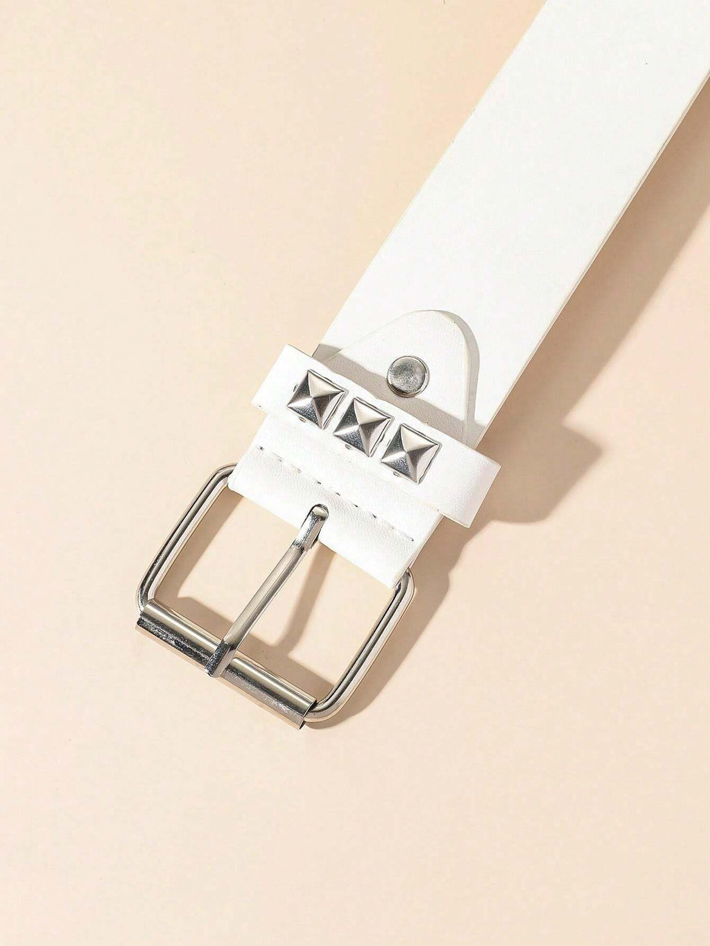 Pyramid Studded Belt White Pink