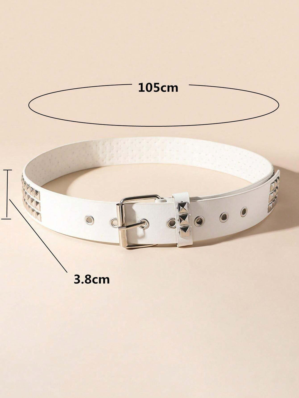 Pyramid Studded Belt White Pink