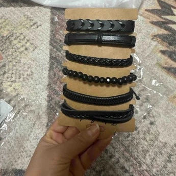 Black Woven Bracelet Set