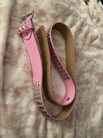 Pyramid Studded Belt White Pink