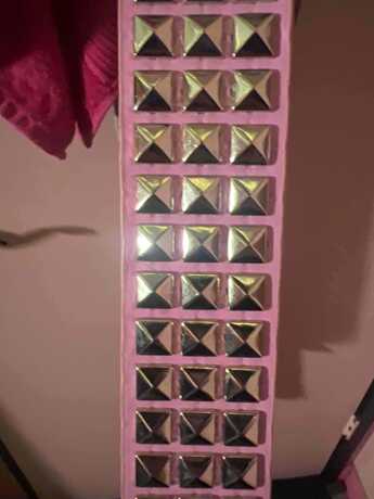 Pyramid Studded Belt White Pink