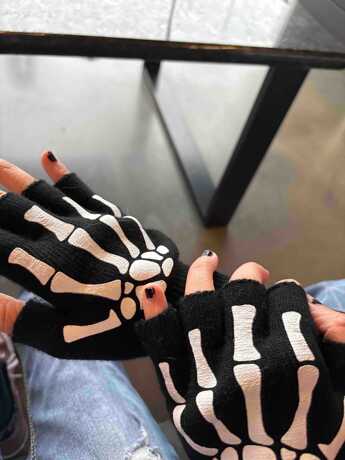 Skeleton Emo Fingerless Gloves