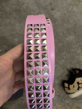 Pyramid Studded Belt White Pink