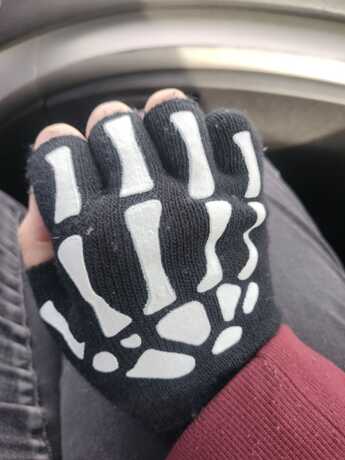 Skeleton Emo Fingerless Gloves