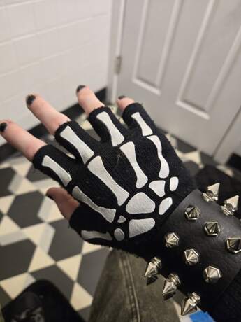 Skeleton Emo Fingerless Gloves