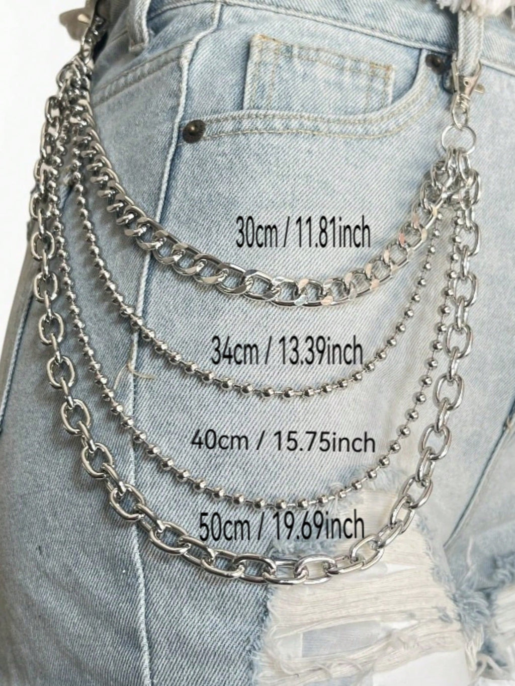 Layered 4 Row Pants Chain