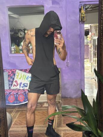 Black Sleeveless Hoodie