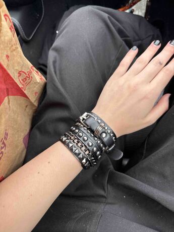 2pcs Punk Cuff Bracelet Retro Rock Wristband