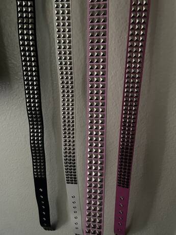 Pyramid Studded Belt White Pink