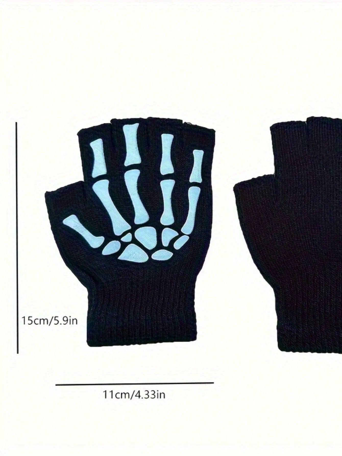 Skeleton Emo Fingerless Gloves