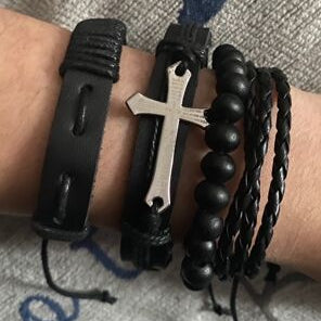 Black Cross Bracelet Set
