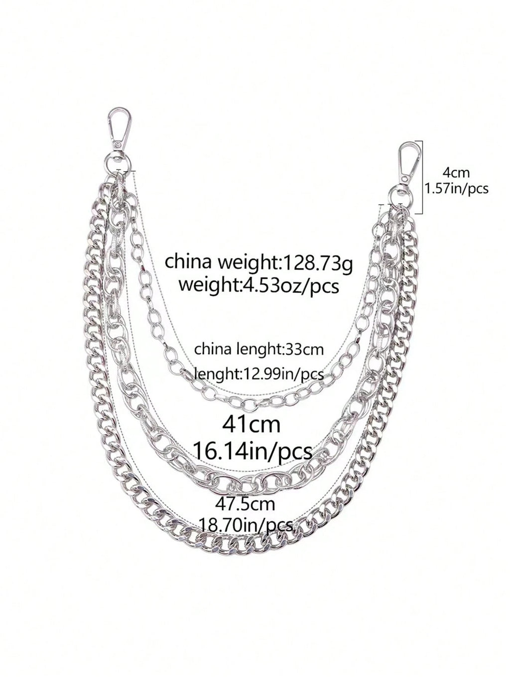 Layered 3 Row Pants Chain