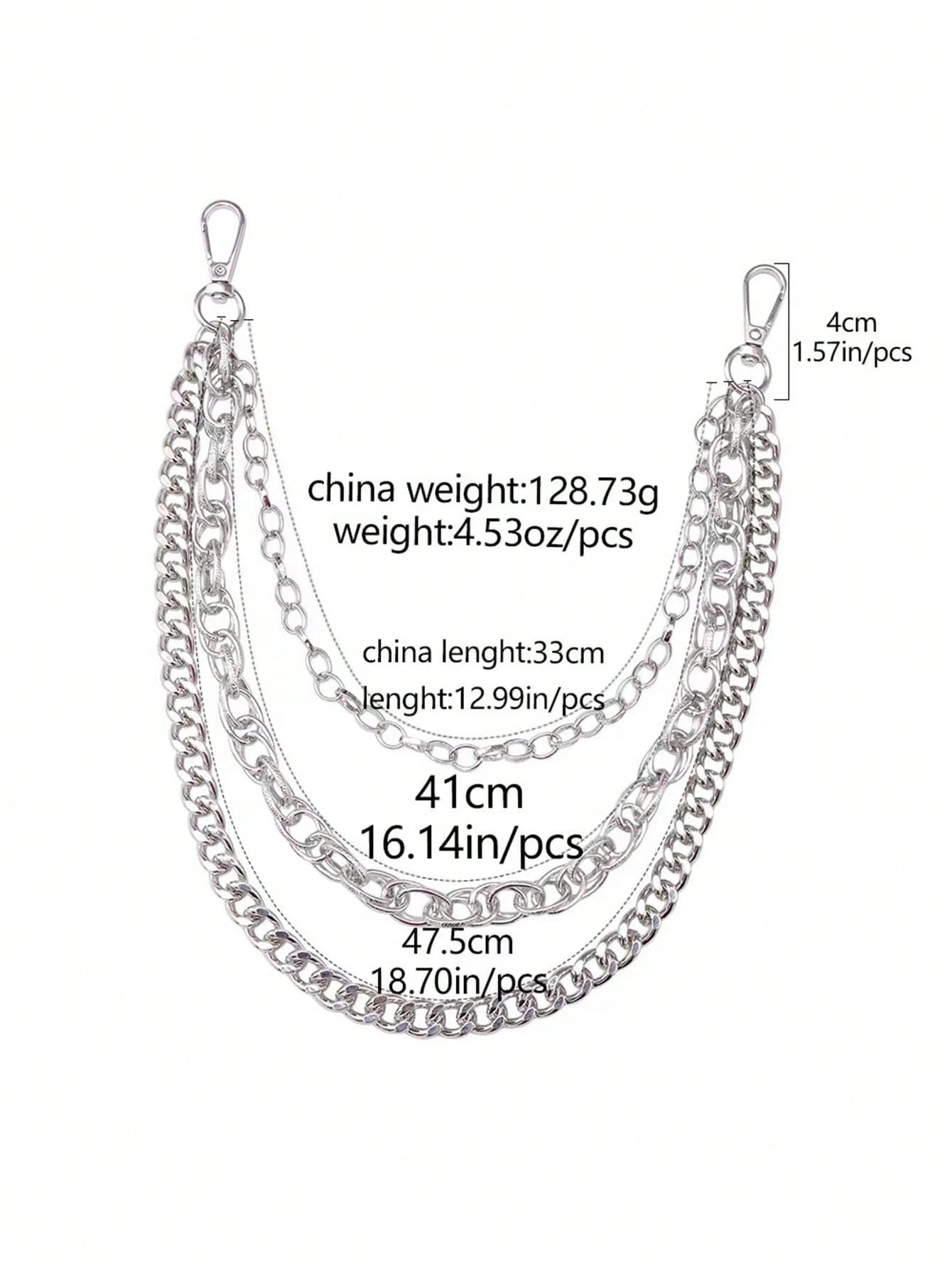 Layered 3 Row Pants Chain