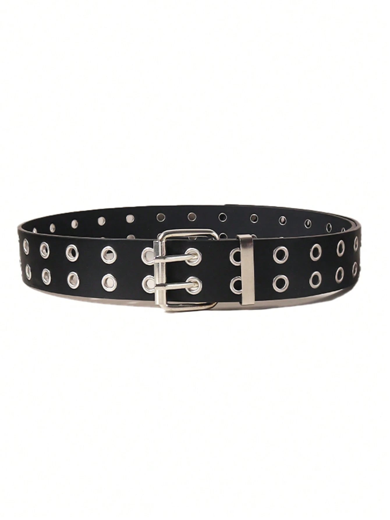 Black Grommet Belt With Chain
