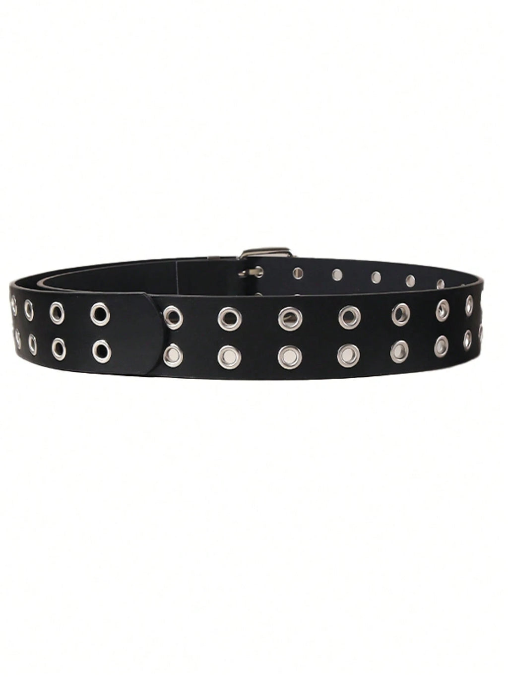 Black Grommet Belt With Chain