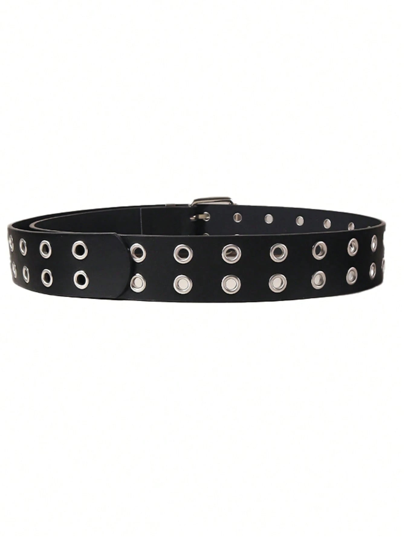 Black Grommet Belt With Chain