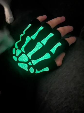 Skeleton Emo Fingerless Gloves