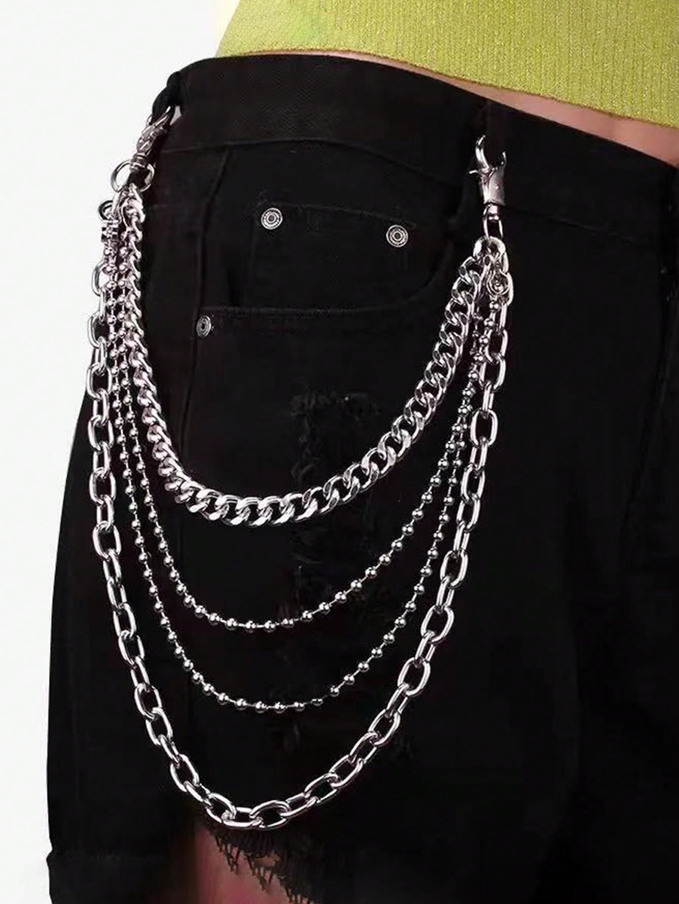 Layered 4 Row Pants Chain