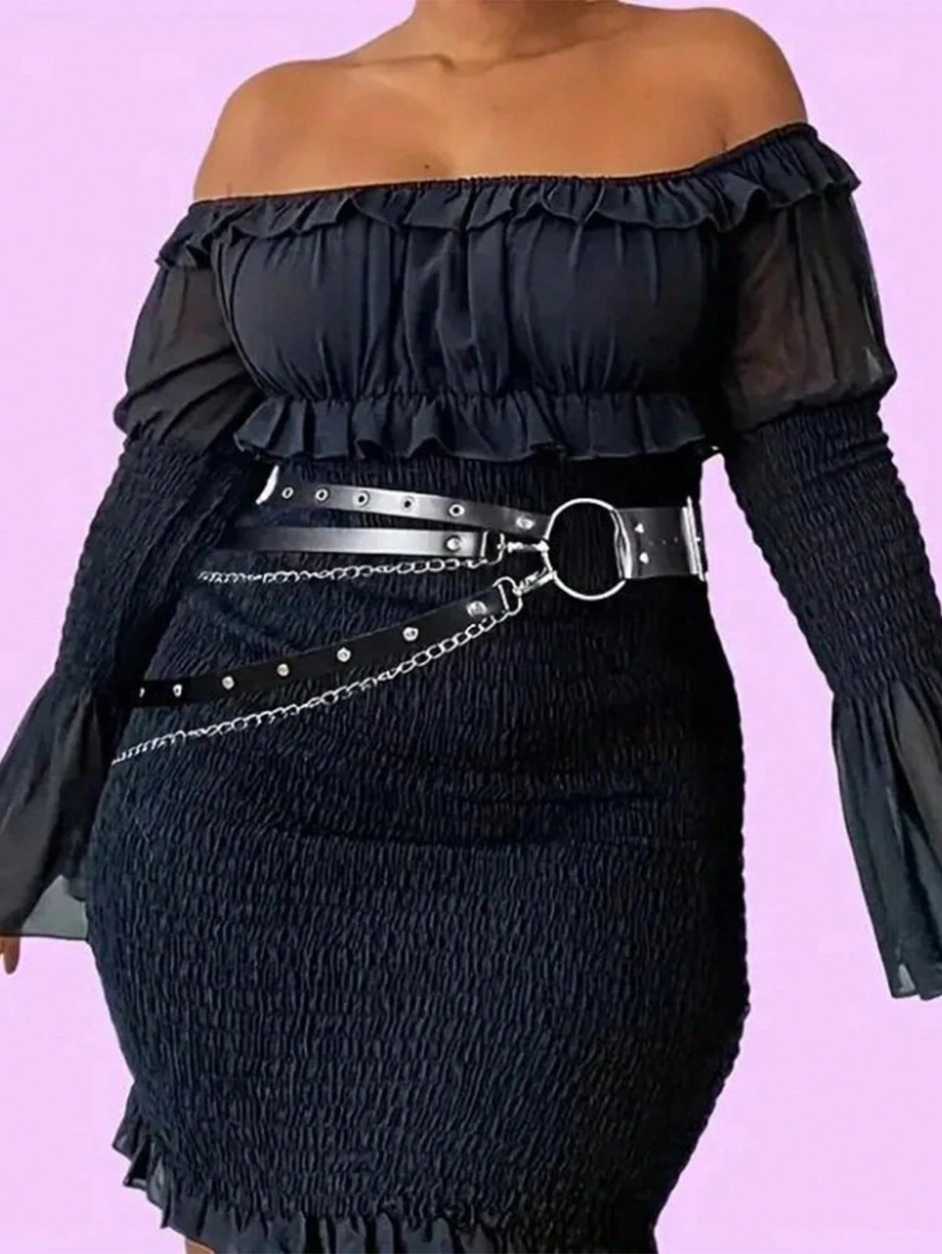 Layered Grommet Chain Belt