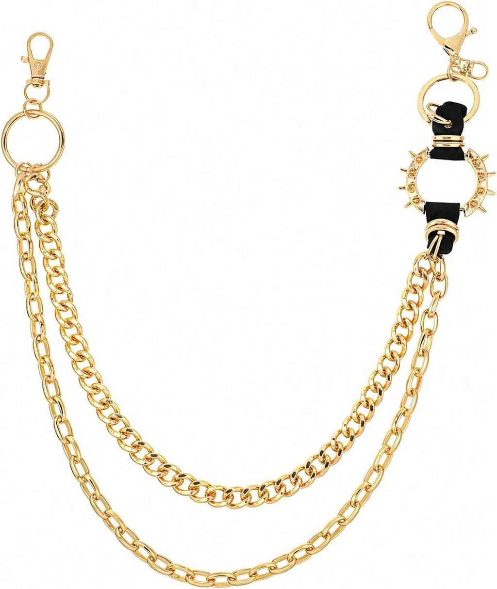 Gold Spiked O-Ring Wallet Chain