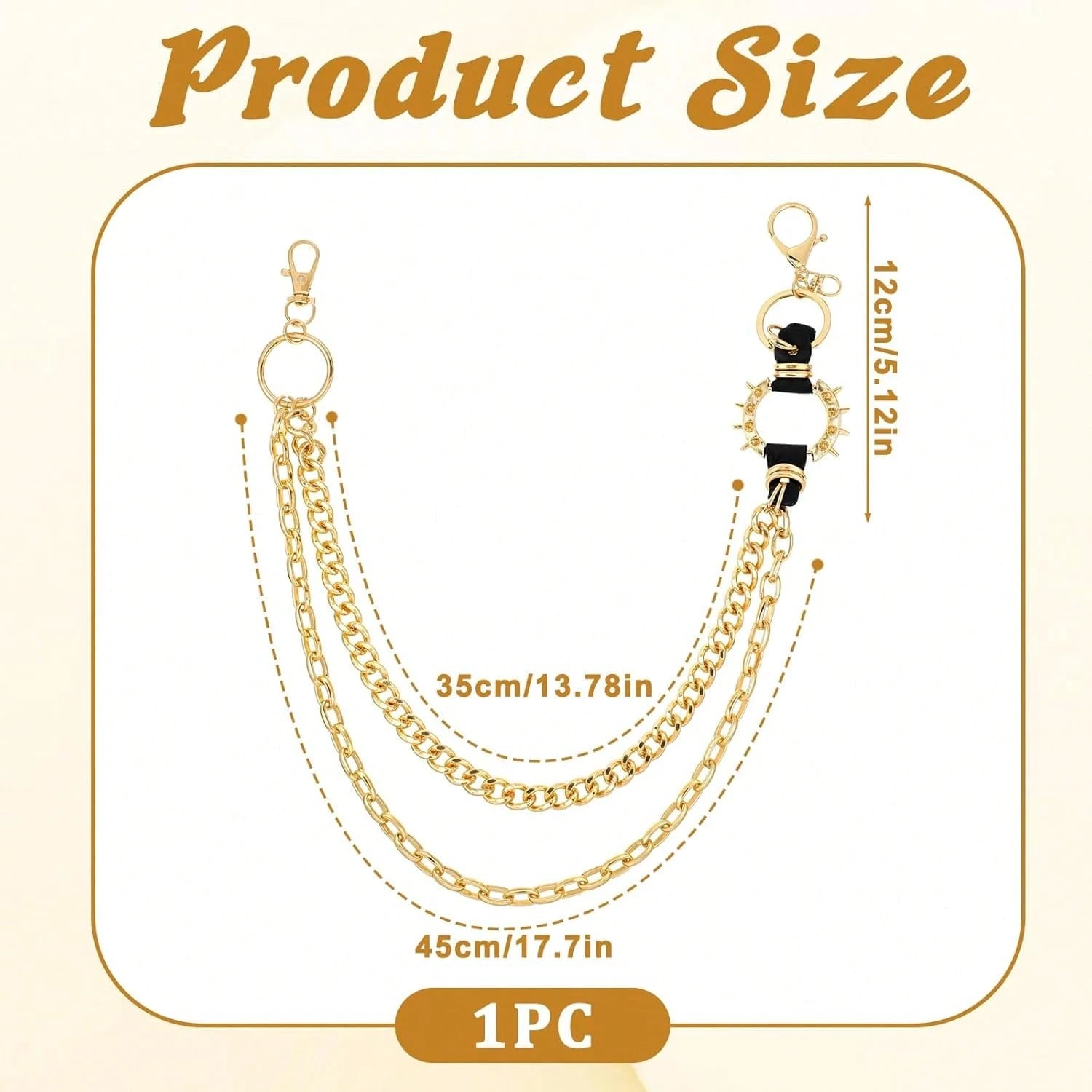Gold Spiked O-Ring Wallet Chain
