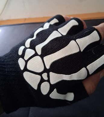 Skeleton Emo Fingerless Gloves