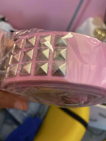 Pyramid Studded Belt White Pink