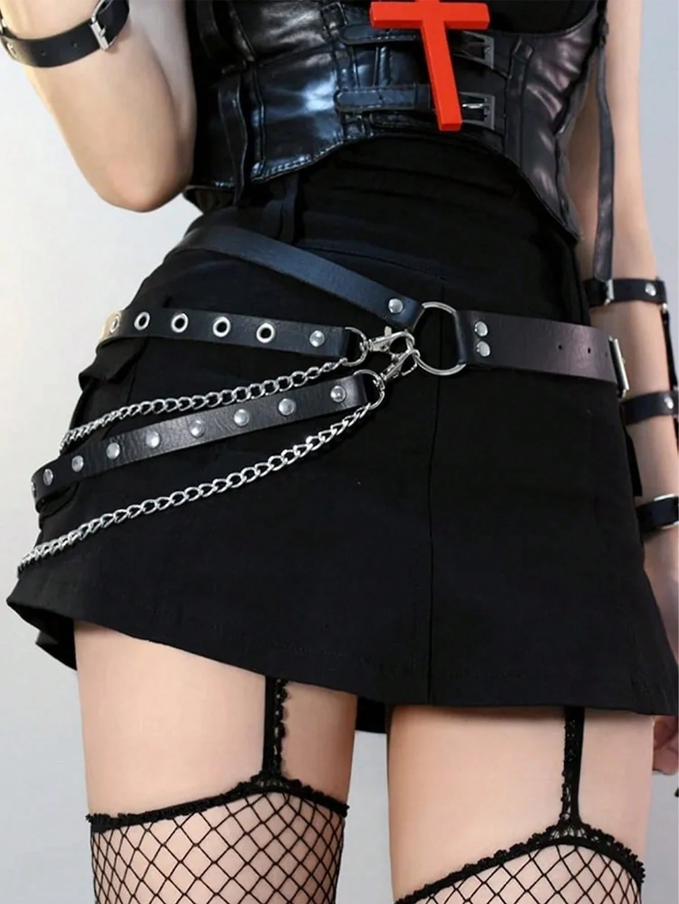 Layered Grommet Chain Belt