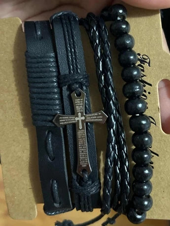Black Cross Bracelet Set